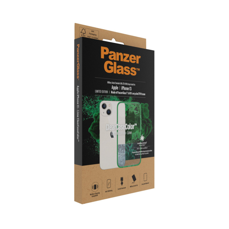 Гръб PanzerGlass за IPhone 13 , ClearCase - Зелена рамка