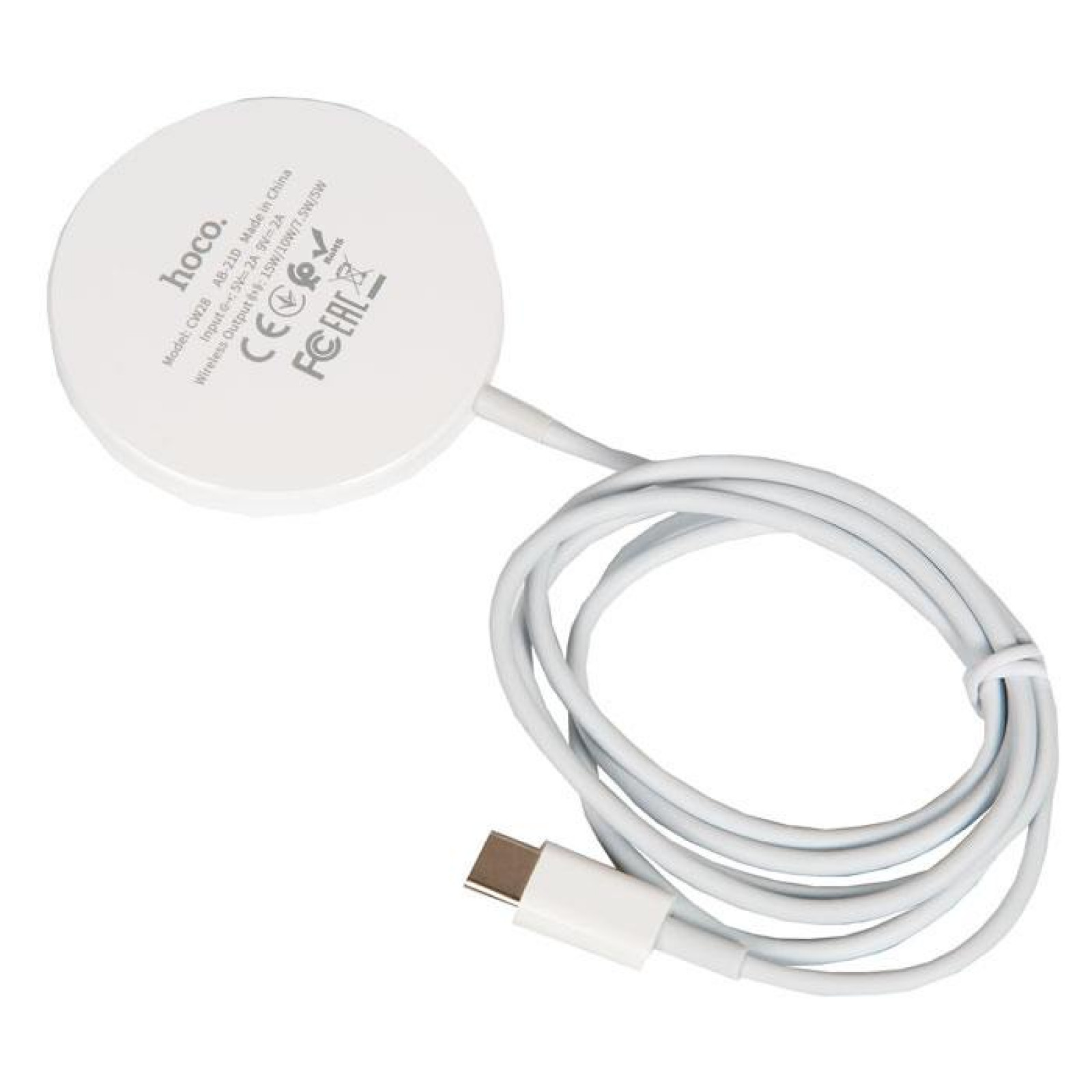 Безжично зарядно Hoco CW28 Original series magnetic wireless fast charger, 15W - Бяло