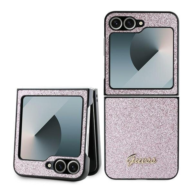 Гръб Guess PC/TPU Glitter Flakes Metal Logo Case з...