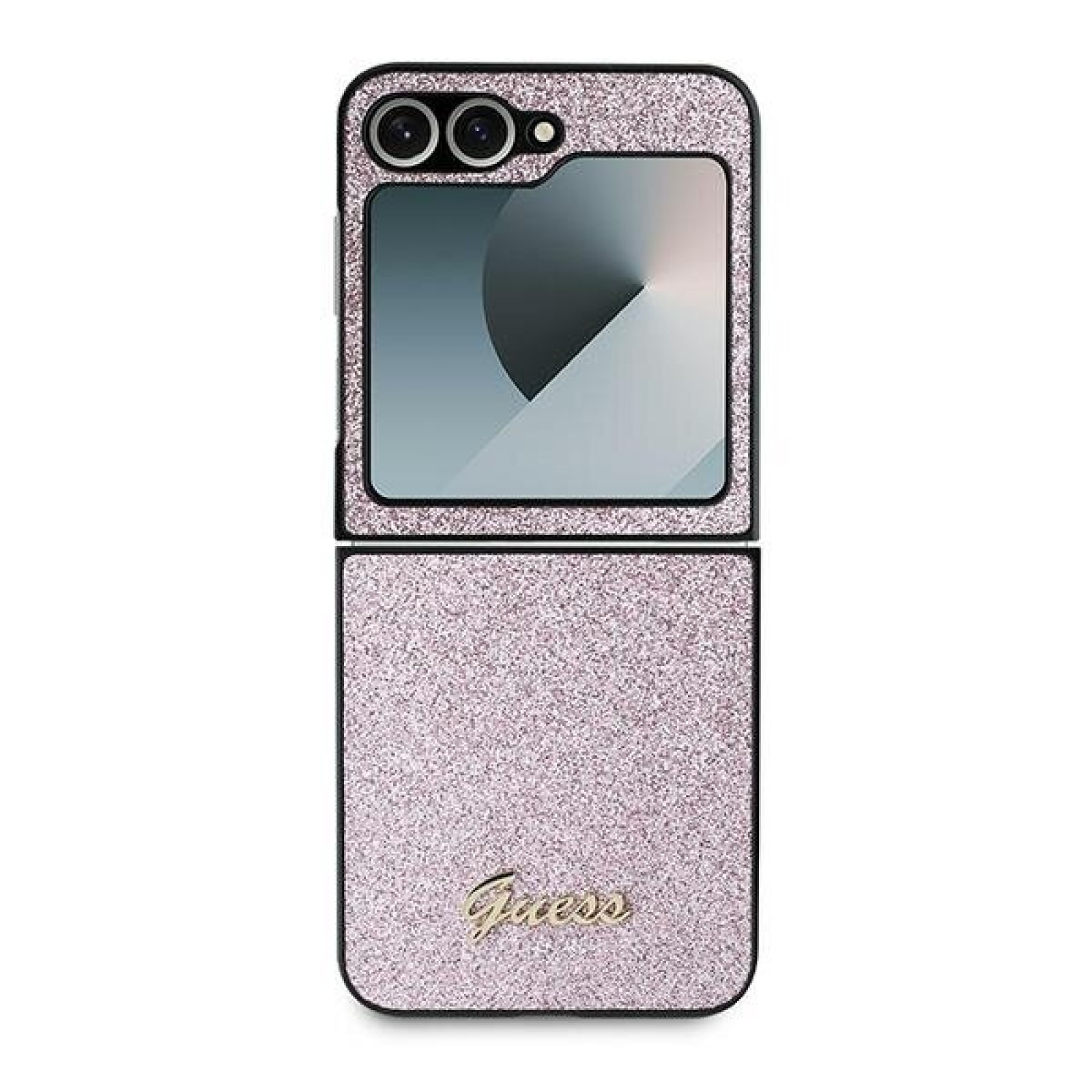 Гръб Guess PC/TPU Glitter Flakes Metal Logo Case за Samsung Galaxy Z Flip 6 - Розов