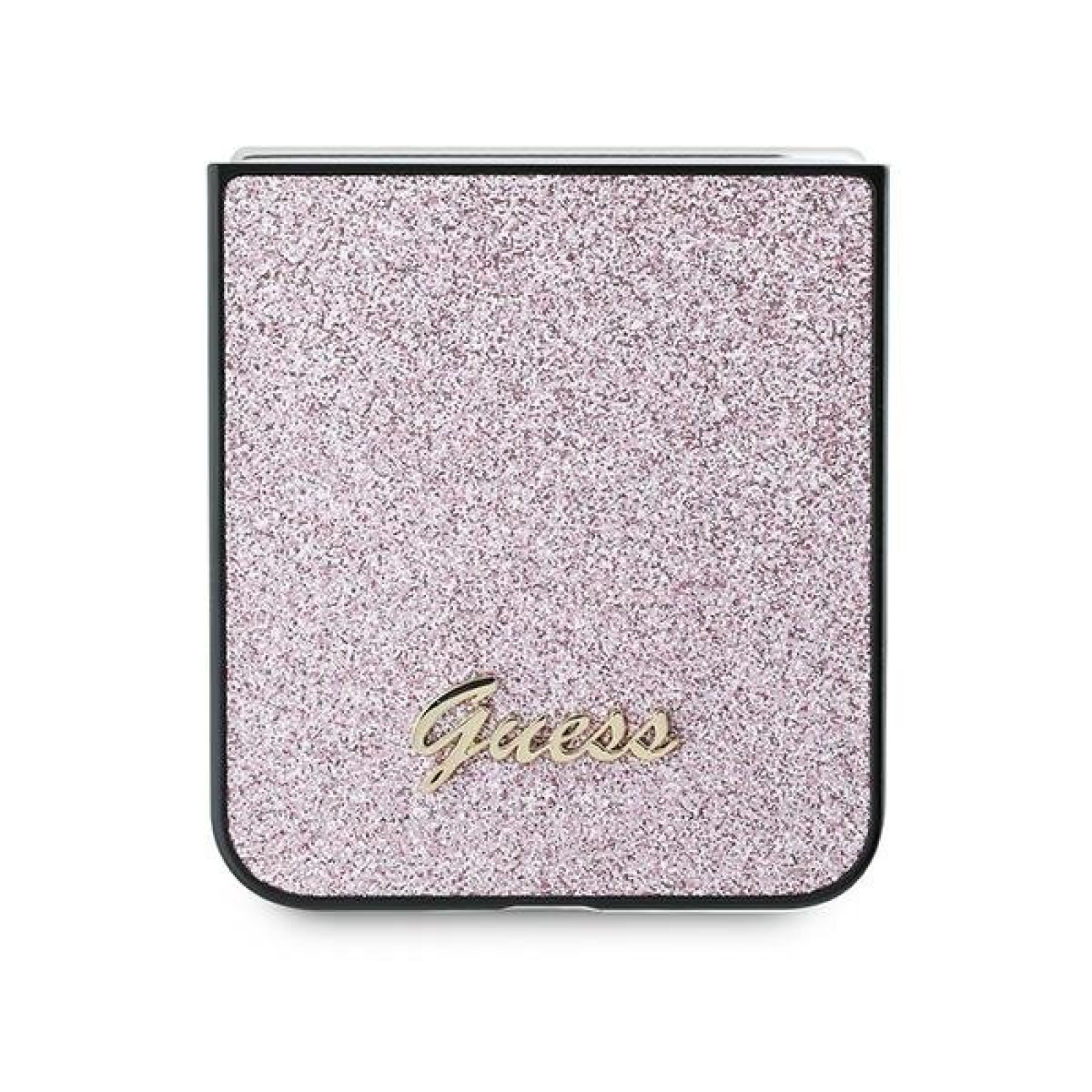 Гръб Guess PC/TPU Glitter Flakes Metal Logo Case за Samsung Galaxy Z Flip 6 - Розов