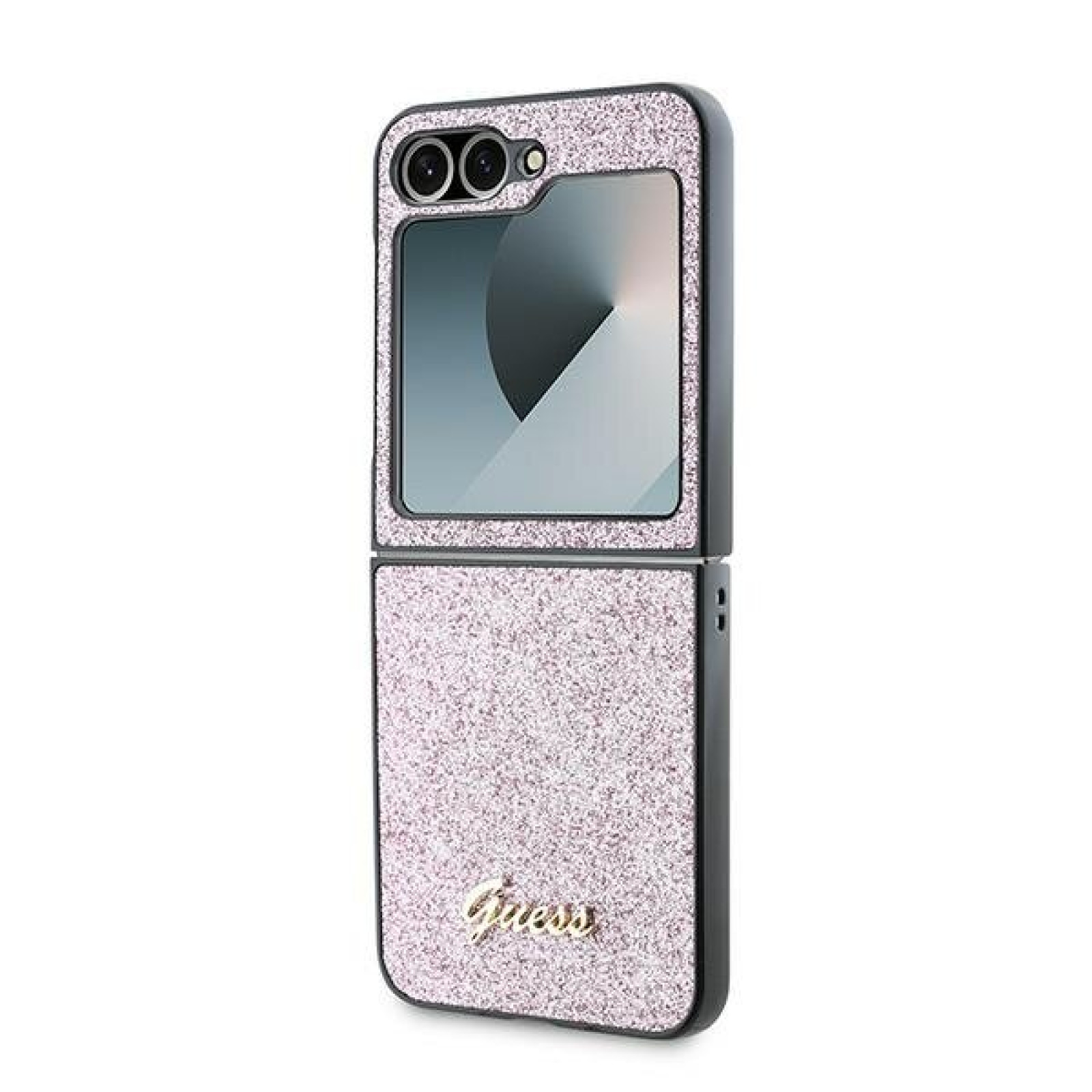 Гръб Guess PC/TPU Glitter Flakes Metal Logo Case за Samsung Galaxy Z Flip 6 - Розов