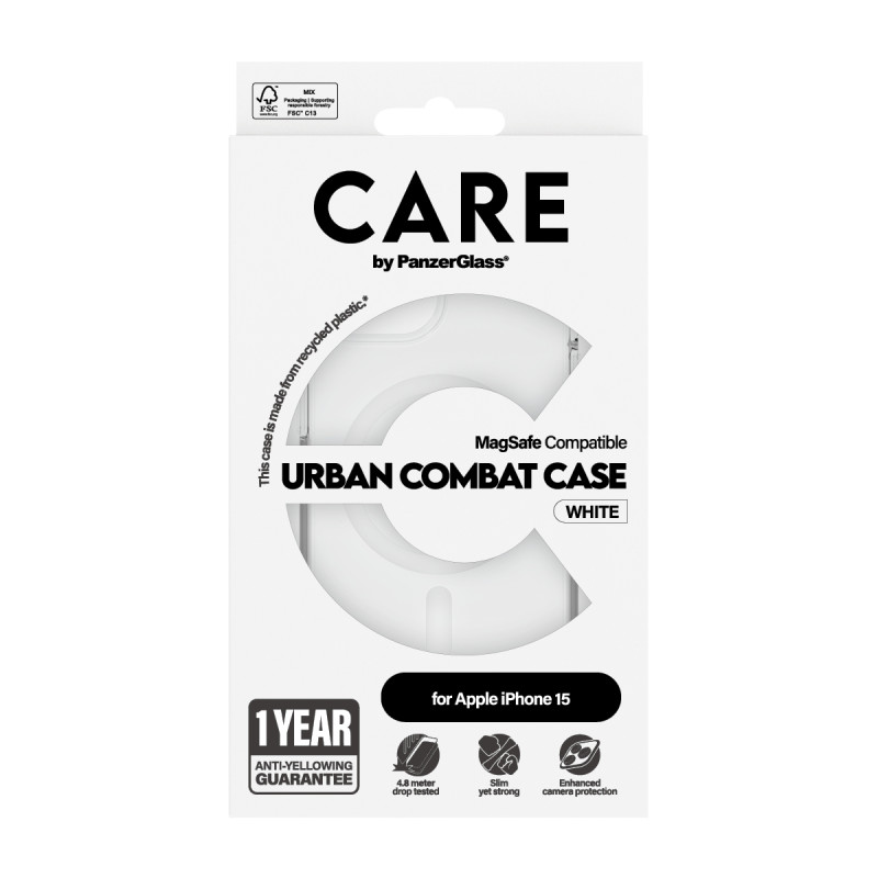 Гръб CARE by PanzerGlass за iPhone 15 Flagship White MagSafe - Прозрачен