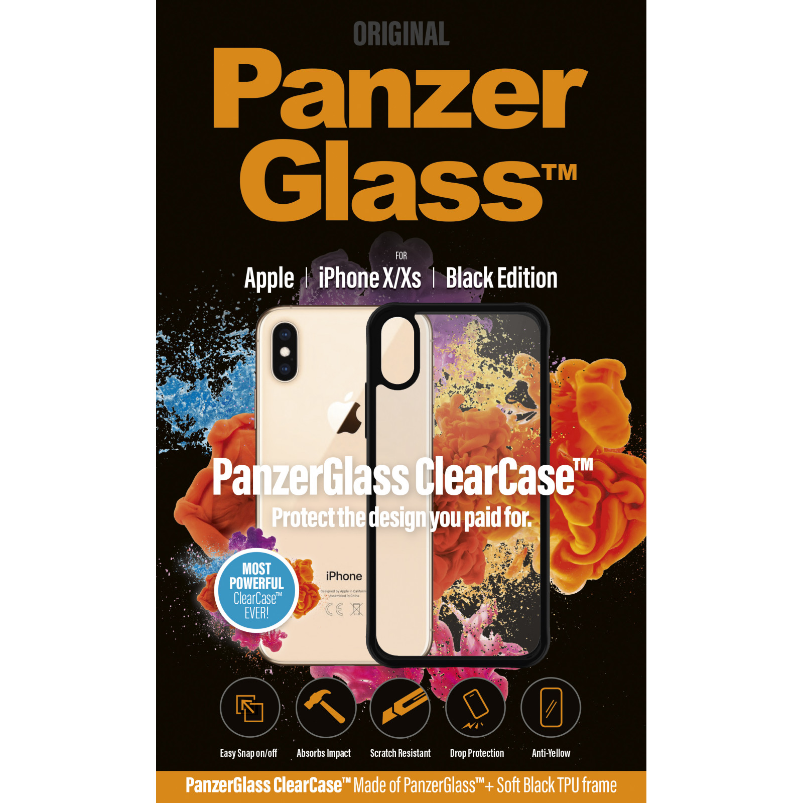 Гръб PanzerGlass за IPhone X/XS - Черна рамка