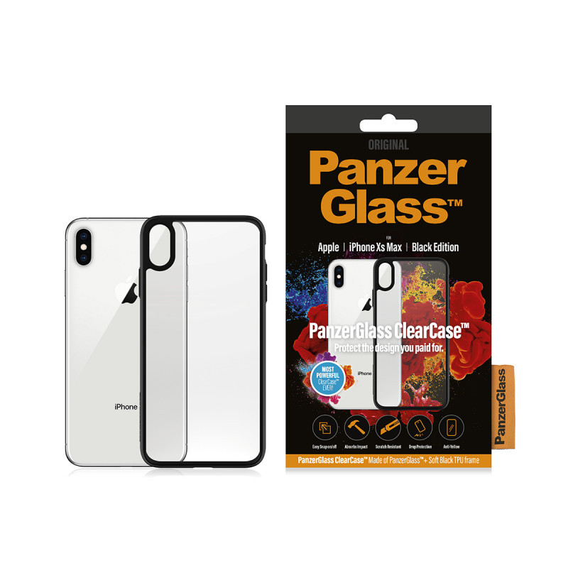 Гръб PanzerGlass за IPhone XS Max Clear Case - Чер...