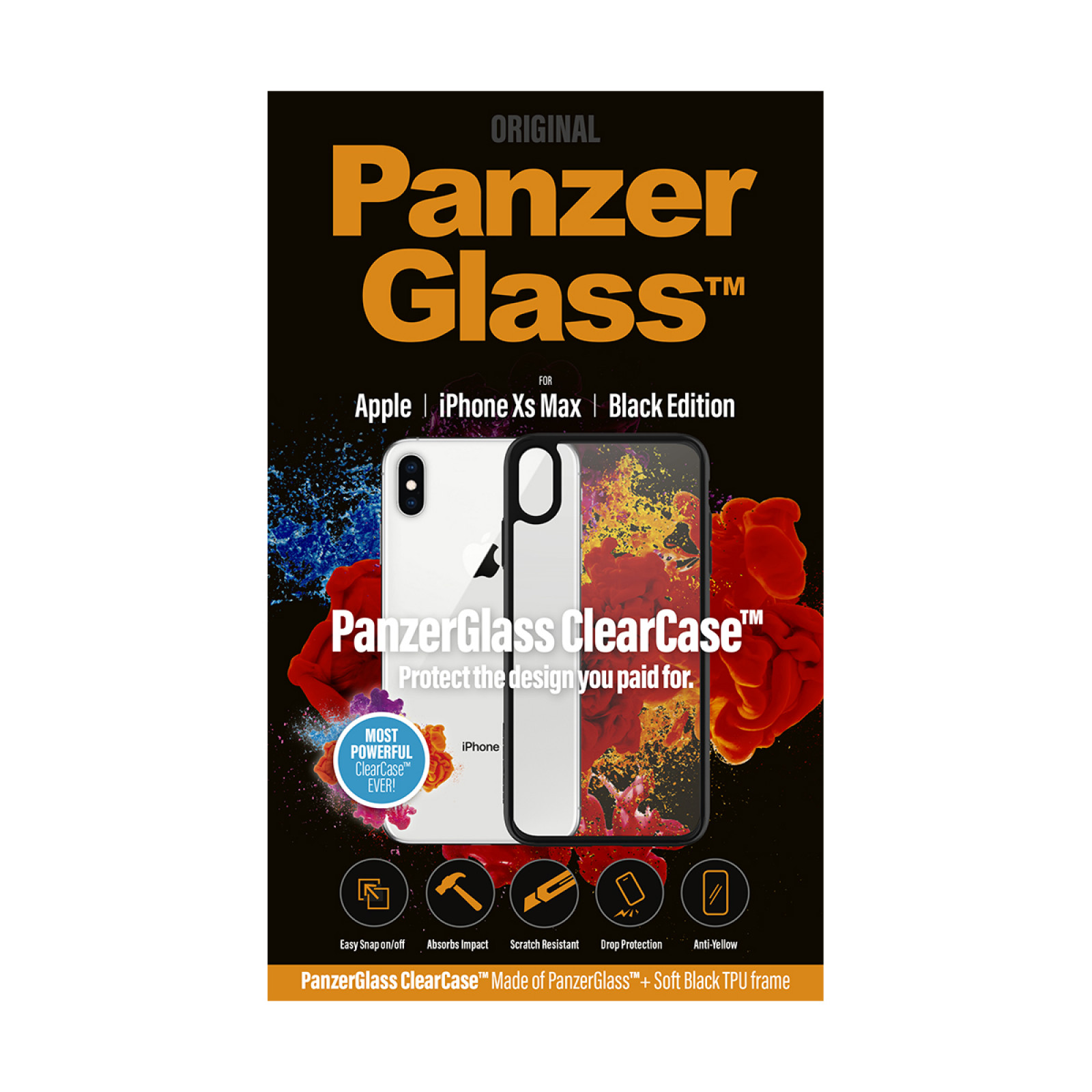 Гръб PanzerGlass за IPhone XS Max Clear Case - Черна рамка