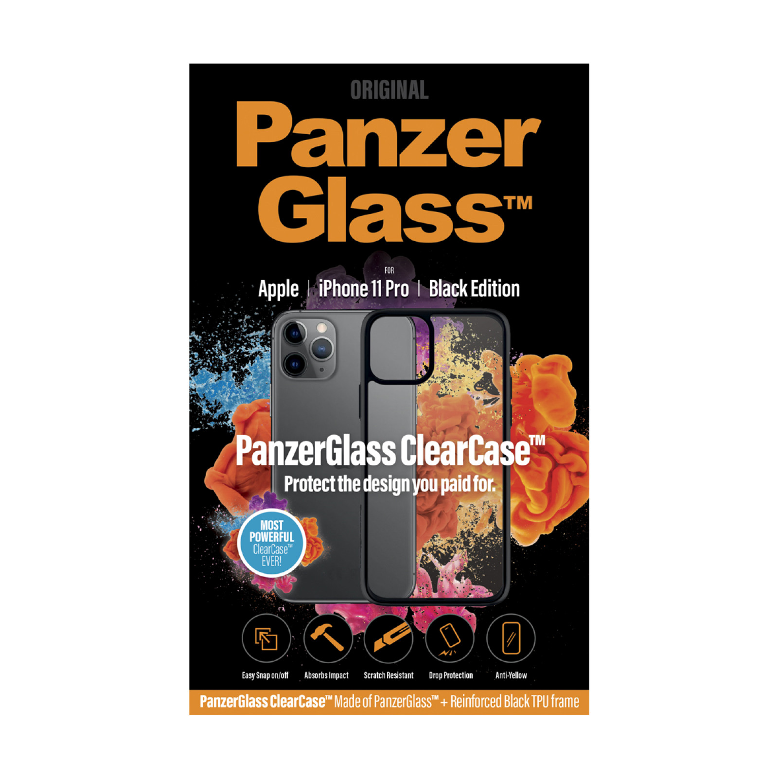 Гръб PanzerGlass за IPhone 11 Pro 5.8 ClearCase - Черна рамка, 117384