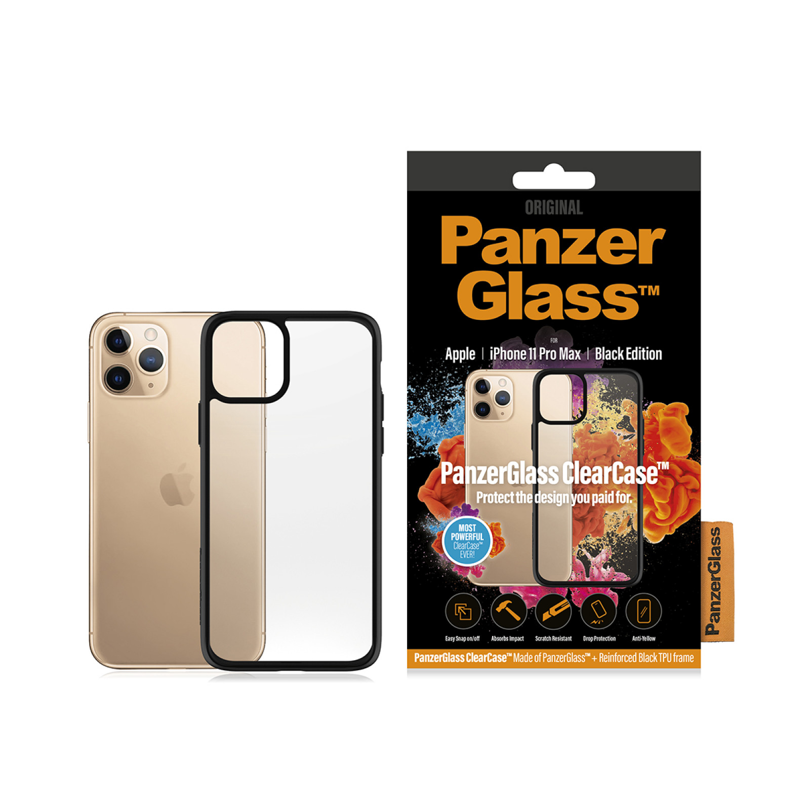 Гръб PanzerGlass за IPhone 11 Pro Max 6.5 ClearCase - Черна рамка, 117019