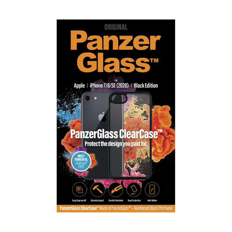 Гръб PanzerGlass за IPhone 7/8/SE2020/SE2022 ClearCase - Черна рамка, 117477