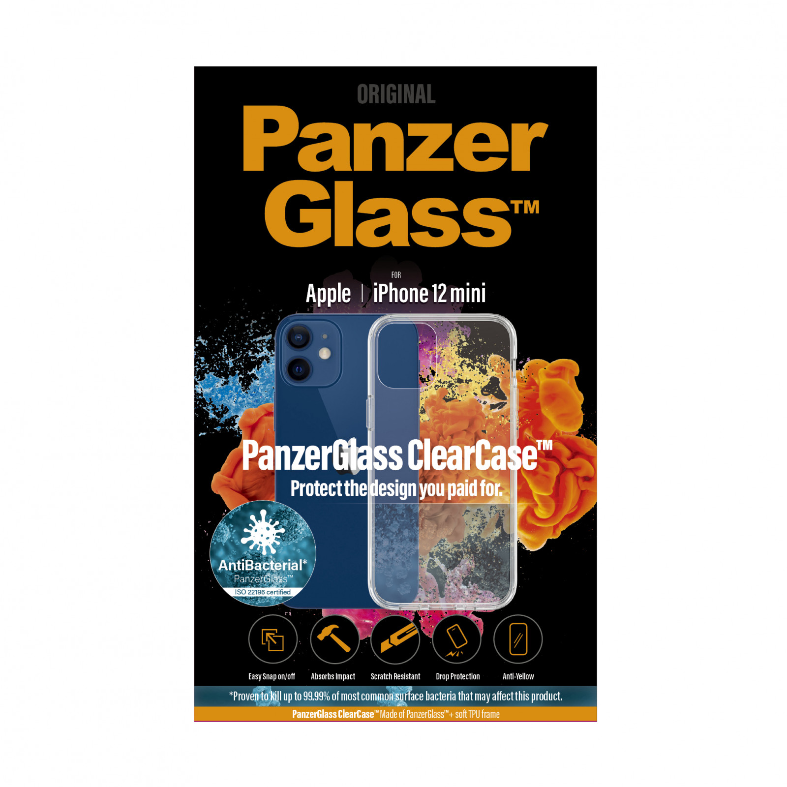 Гръб PanzerGlass за IPhone 12 mini 5.4" AntiBacterial - Прозрачен