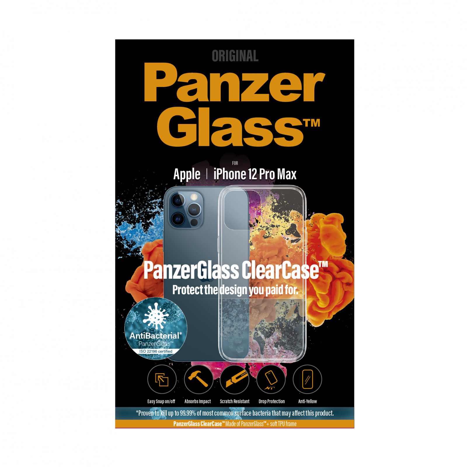 Гръб PanzerGlass за IPhone 12 Pro Max 6.7" AntiBacterial - Прозрачен