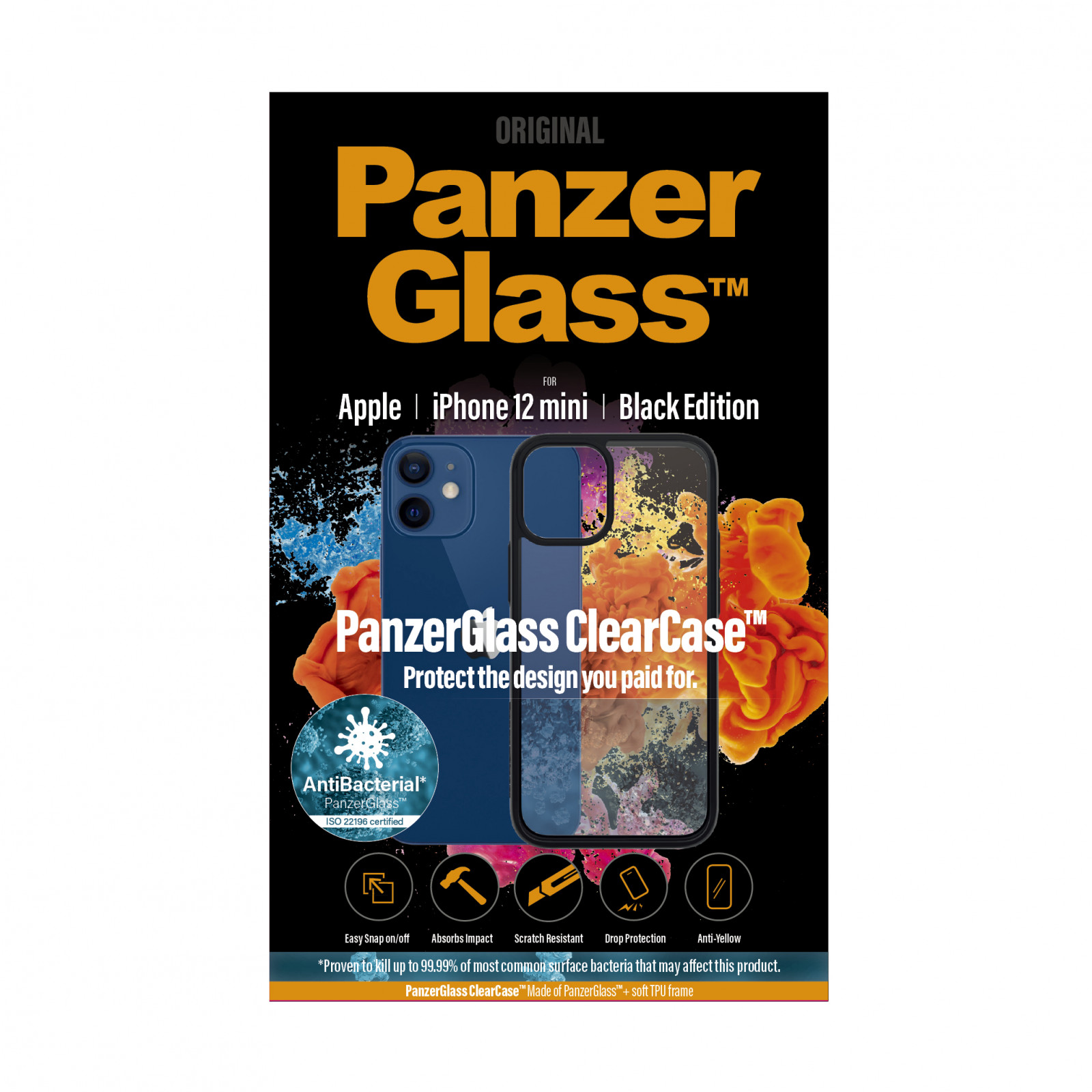 Гръб PanzerGlass за IPhone 12 mini 5.4" - Черна Рамка, 117933