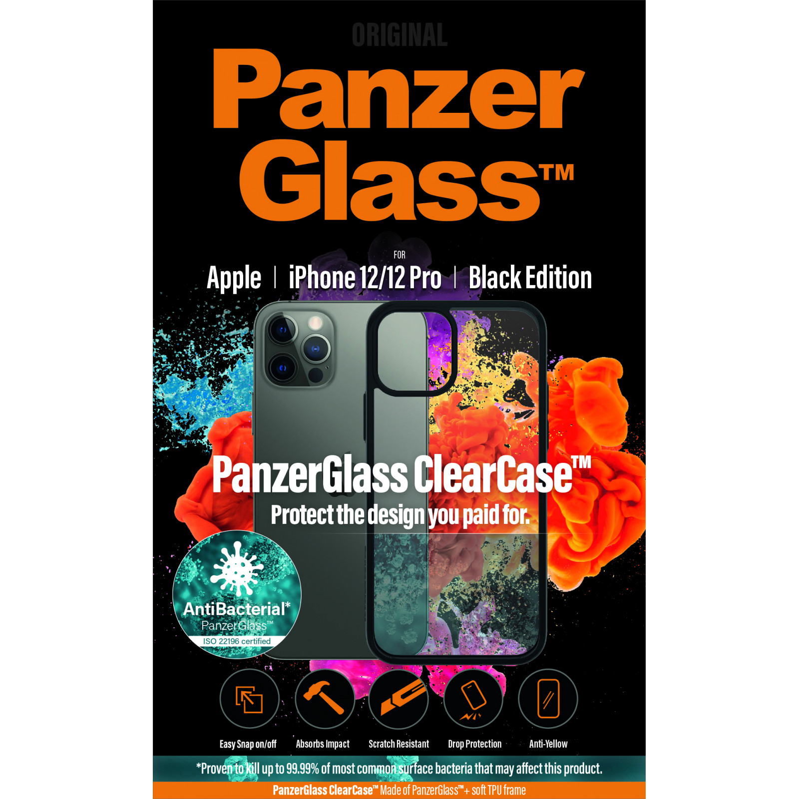 Гръб PanzerGlass за IPhone 12 / 12 Pro 6.1" - Черна Рамка, 117934