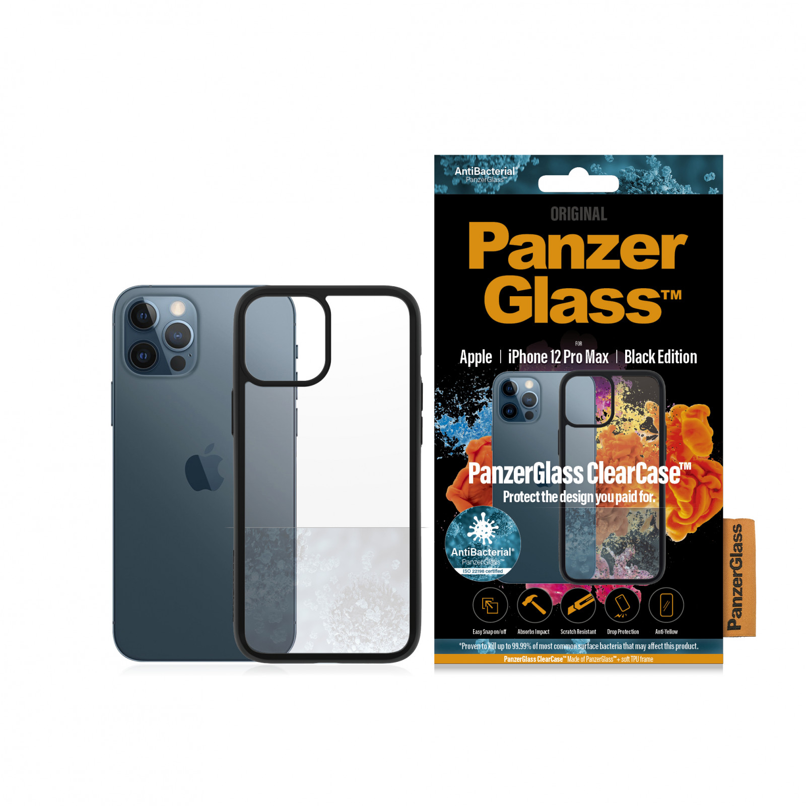 Гръб PanzerGlass за IPhone 12 Pro Max 6.7" - Черна Рамка, 117935
