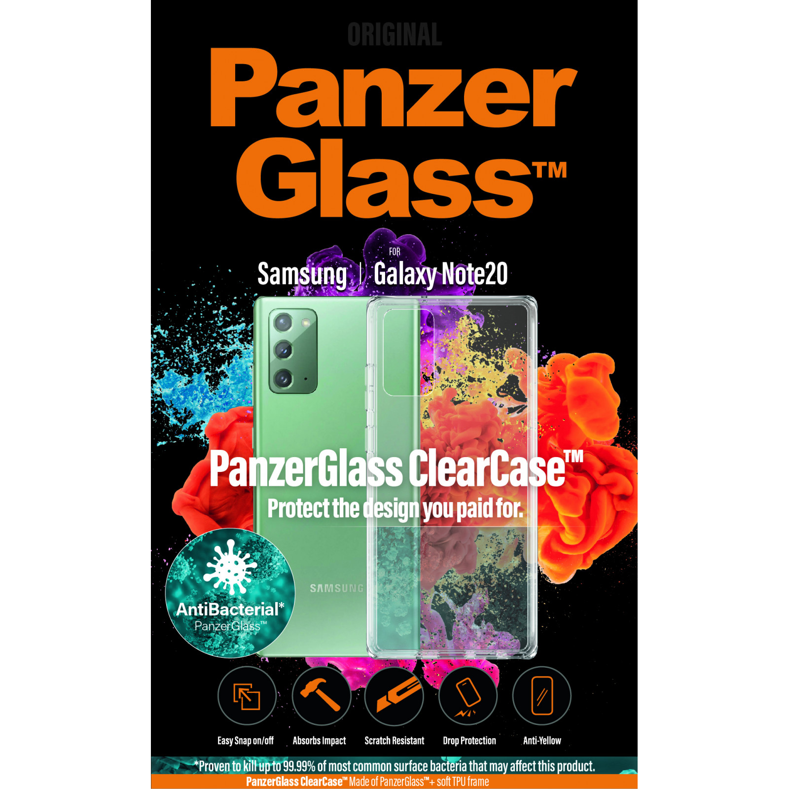 Гръб PanzerGlass за Samsung Galaxy Note 20 AntiBacterial ClearCase - Прозрачен