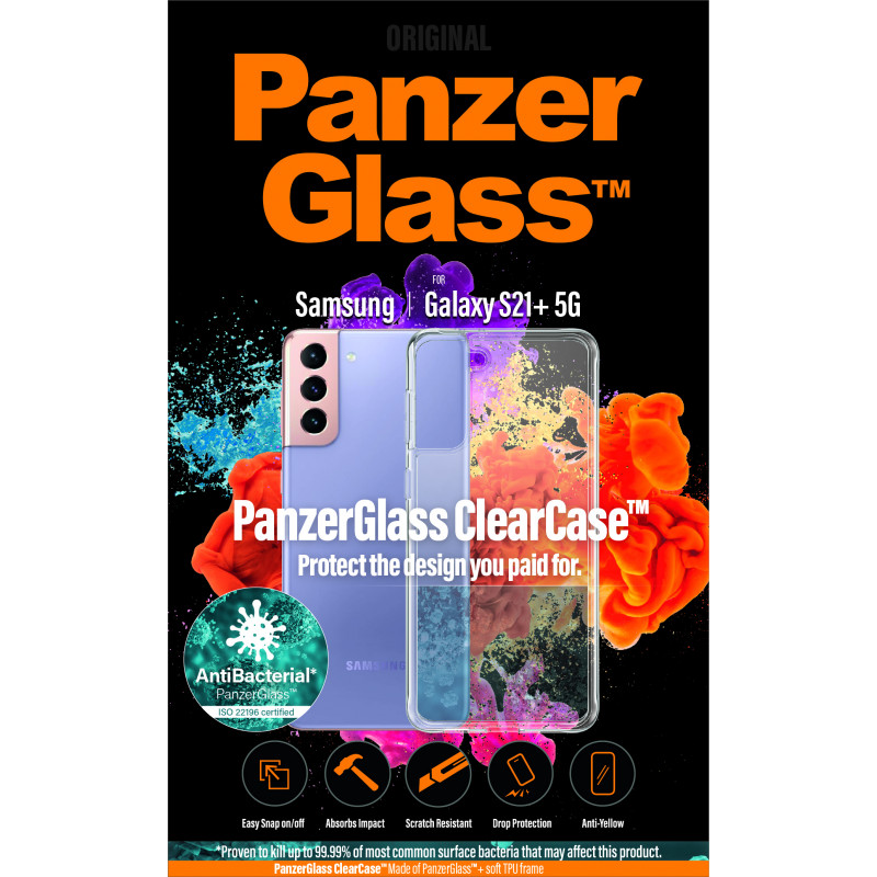 Гръб PanzerGlass за Samsung Galaxy S21 Plus AntiBacterial - Прозрачен, 118275
