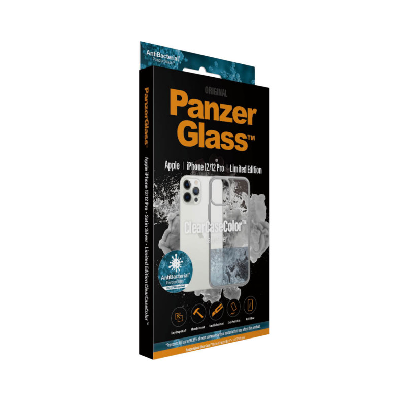 Гръб PanzerGlass за IPhone 12 / 12 Pro, ClearCase - Сива рамка