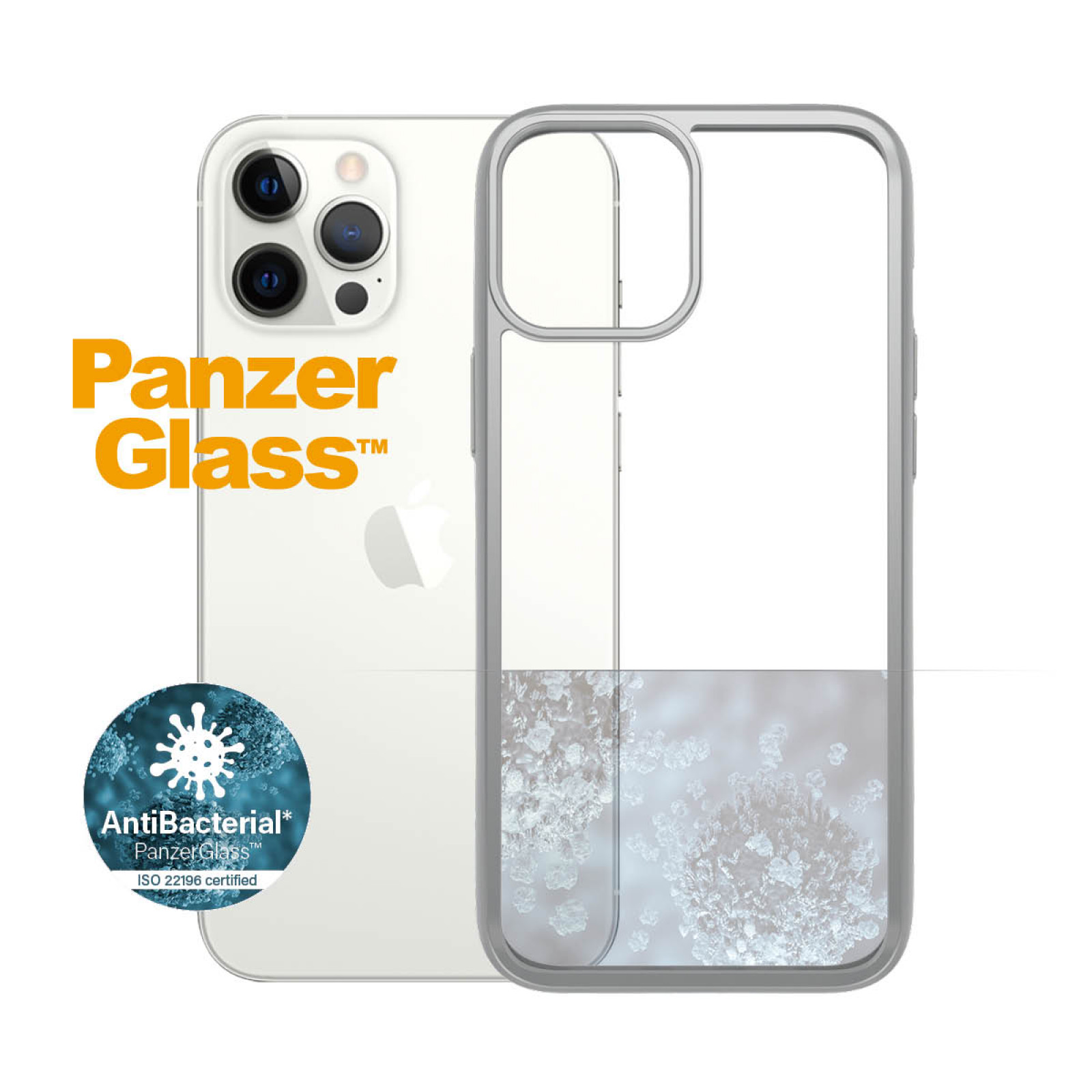 Гръб PanzerGlass за IPhone 12 Pro Max, ClearCase - Сива рамка