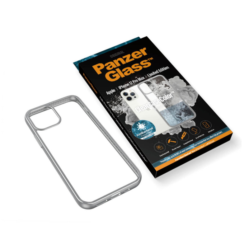 Гръб PanzerGlass за IPhone 12 Pro Max, ClearCase - Сива рамка