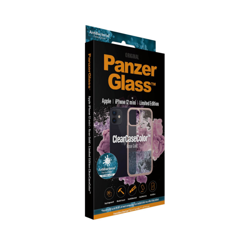 Гръб PanzerGlass за IPhone 12 mini, ClearCase - Rose Gold рамка
