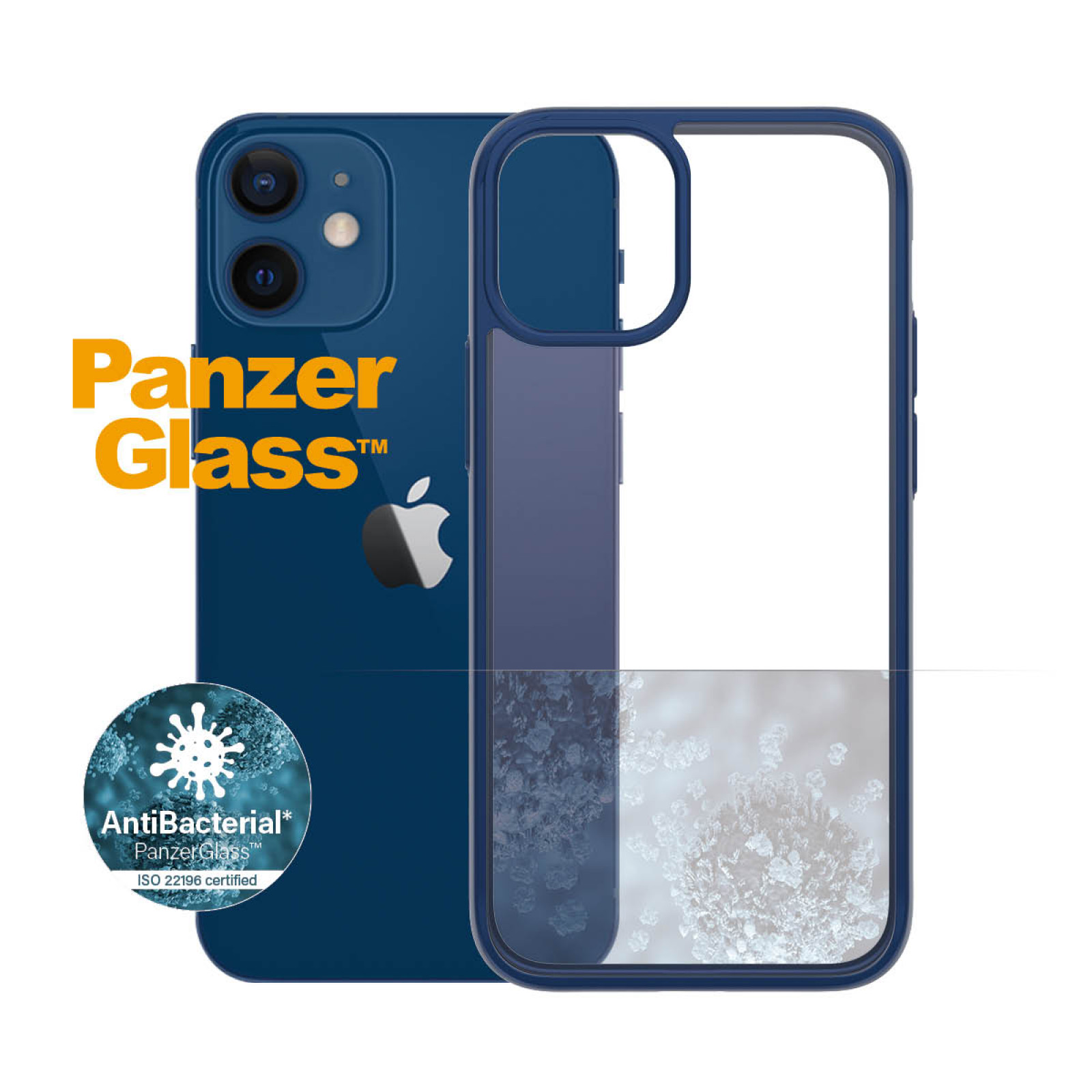 Гръб PanzerGlass за IPhone 12 mini, ClearCase - Синя рамка