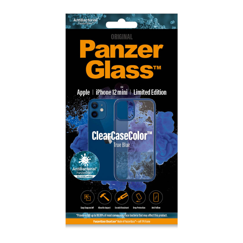 Гръб PanzerGlass за IPhone 12 mini, ClearCase - Синя рамка