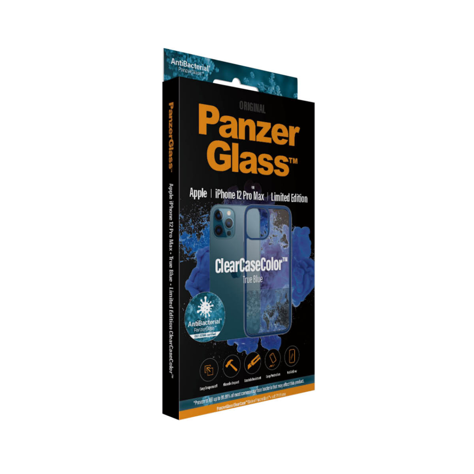 Гръб PanzerGlass за IPhone 12 Pro Max, ClearCase - Синя рамка