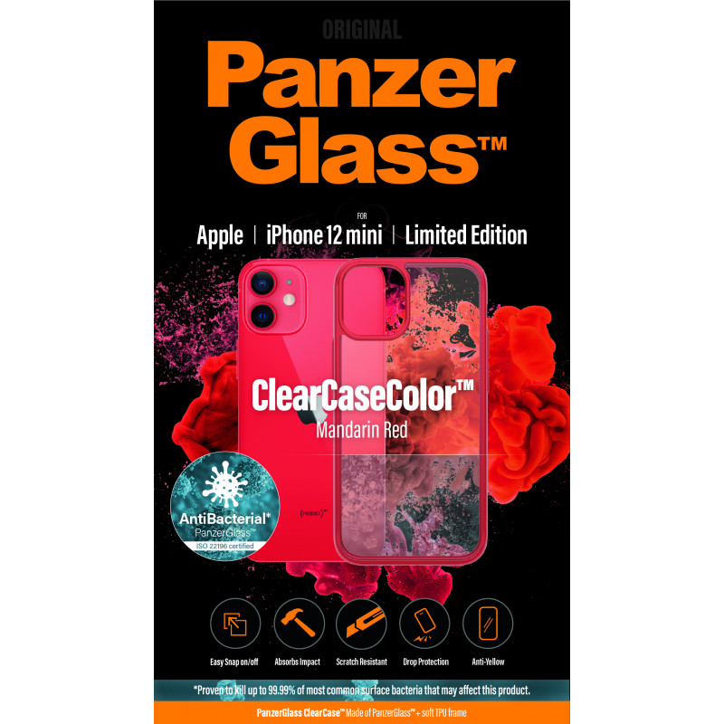 Гръб PanzerGlass за iPhone 12 mini, ClearCase - Червена рамка - iPhone 12 mini | Phoneplay.bg