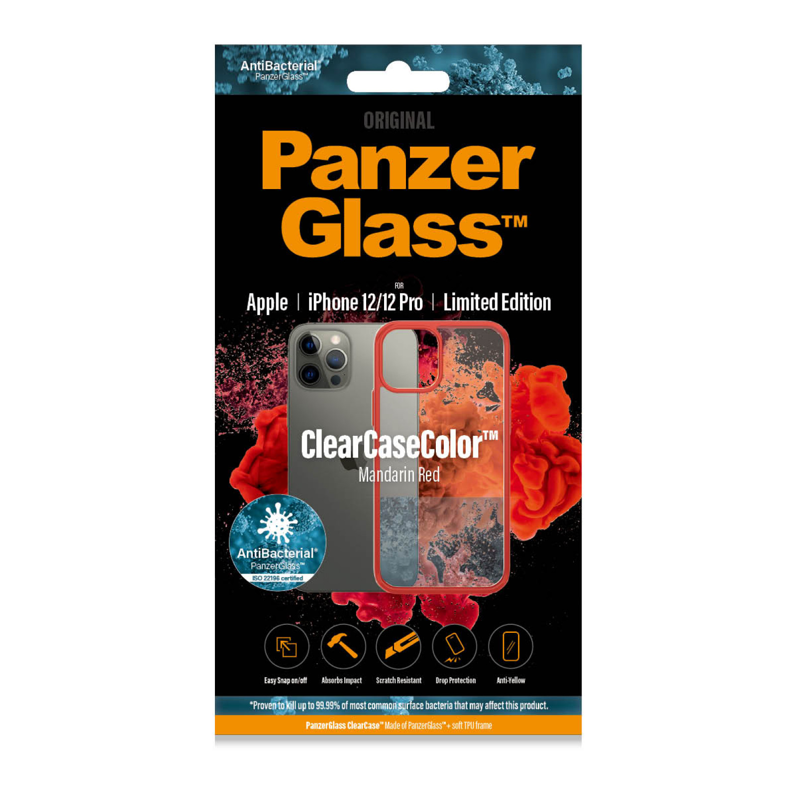 Гръб PanzerGlass за IPhone 12 / 12 Pro, ClearCase - Червена рамка