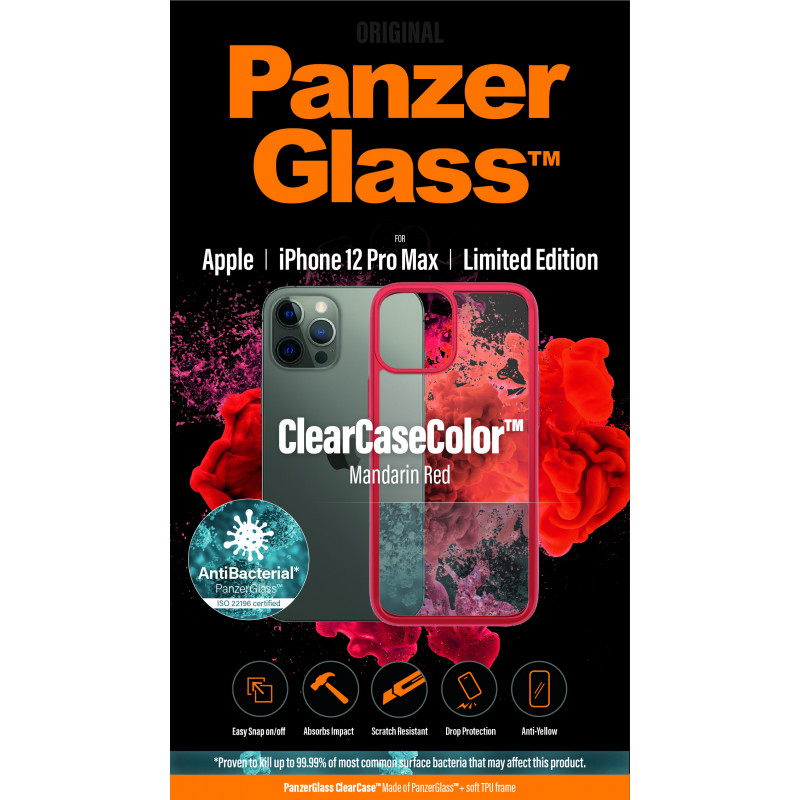 Гръб PanzerGlass за IPhone 12 Pro Max, ClearCase - Червена рамка