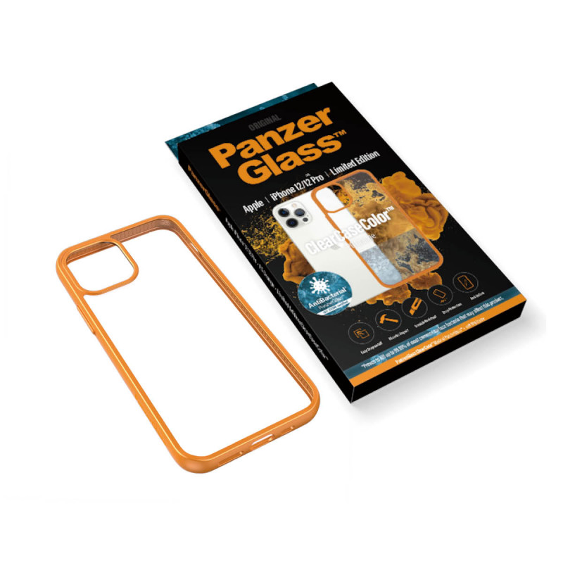 Гръб PanzerGlass за IPhone 12 / 12 Pro, ClearCase - Oранжева рамка