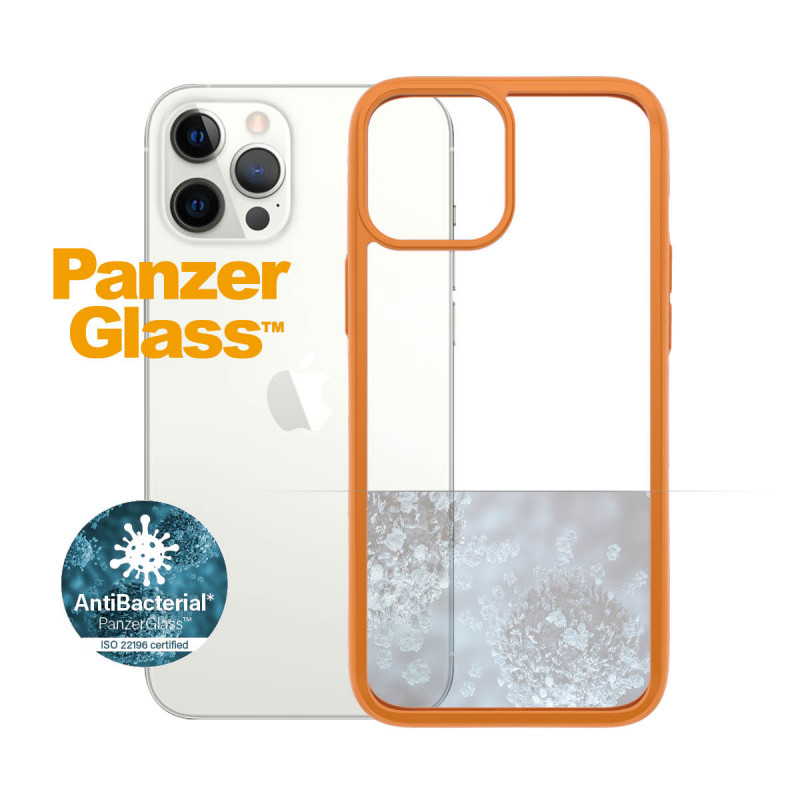 Гръб PanzerGlass за IPhone 12 Pro Max, ClearCase - Oранжева рамка