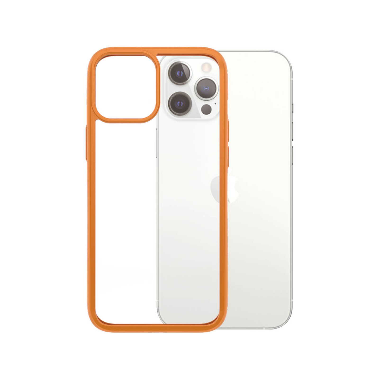 Гръб PanzerGlass за IPhone 12 Pro Max, ClearCase - Oранжева рамка