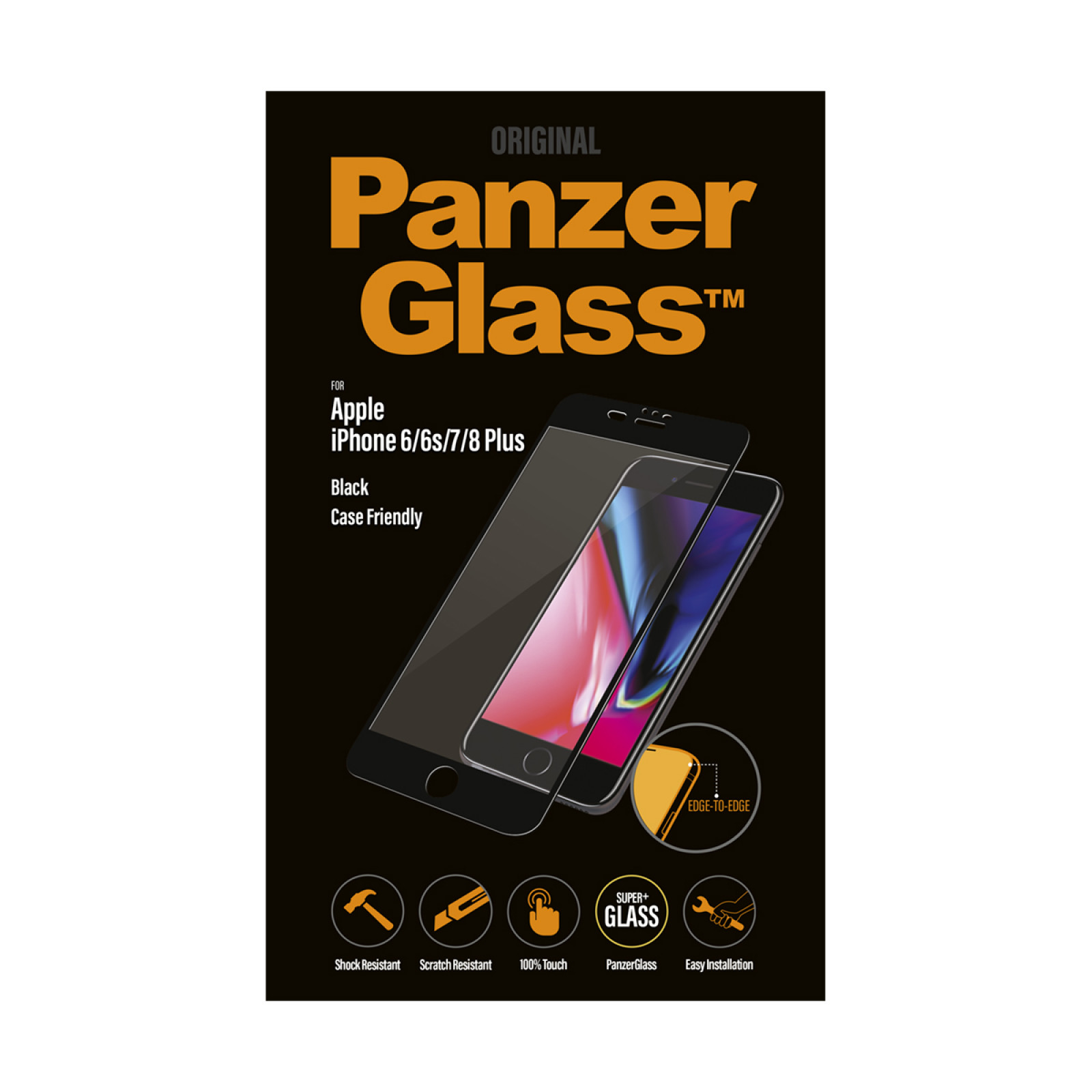 Стъклен протектор PanzerGlass за Apple iPhone 7 Plus/8 Plus Case Friendly Черен
