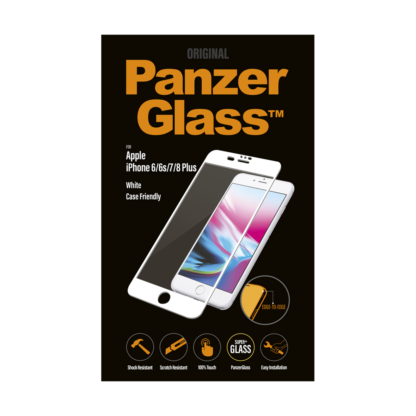 Стъклен протектор PanzerGlass за Apple iPhone 7 Plus/8 Plus Case Friendly Бял