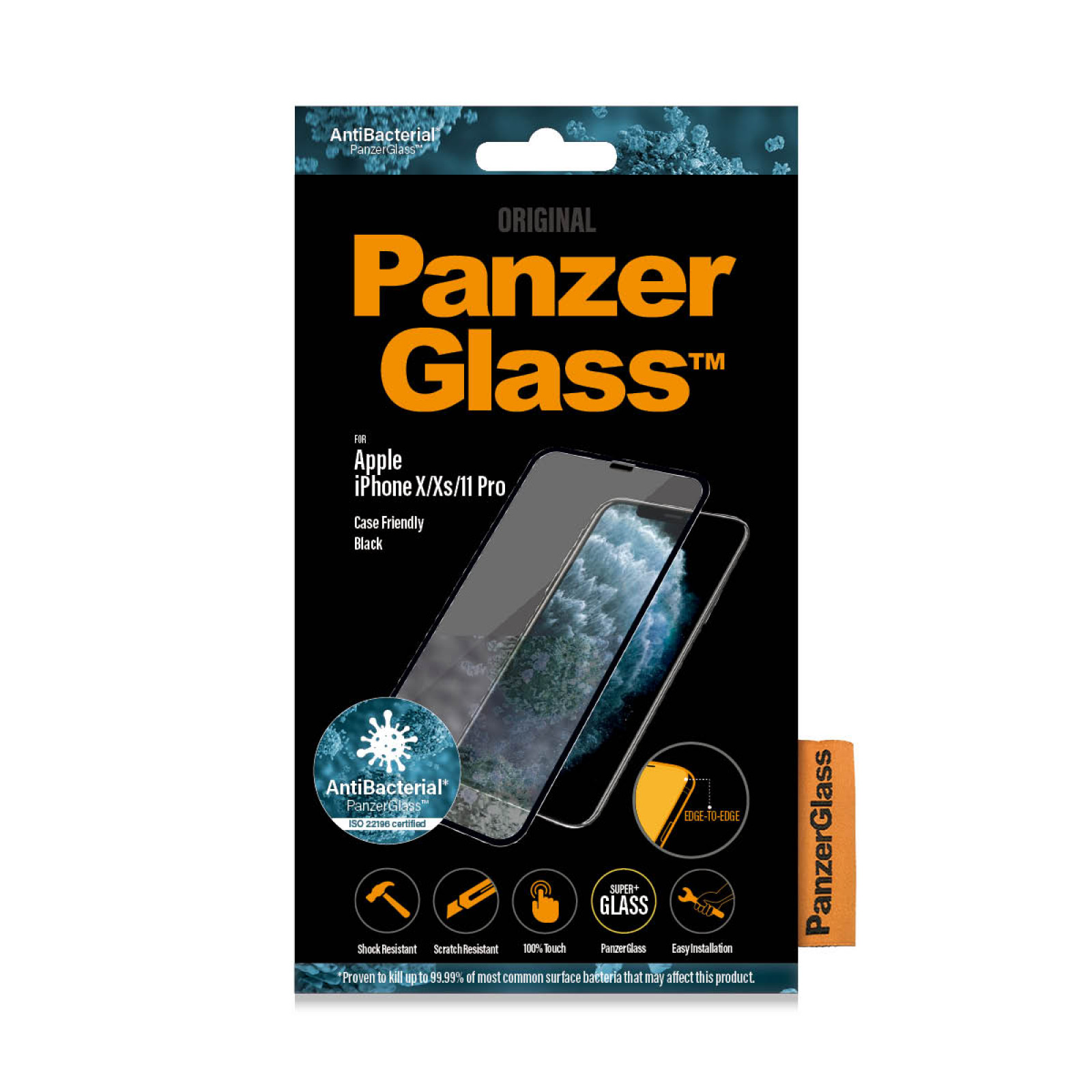 Стъклен протектор Apple iPhone X/Xs/11 Pro  PanzerGlass  Case Friendly - Черен, 117061