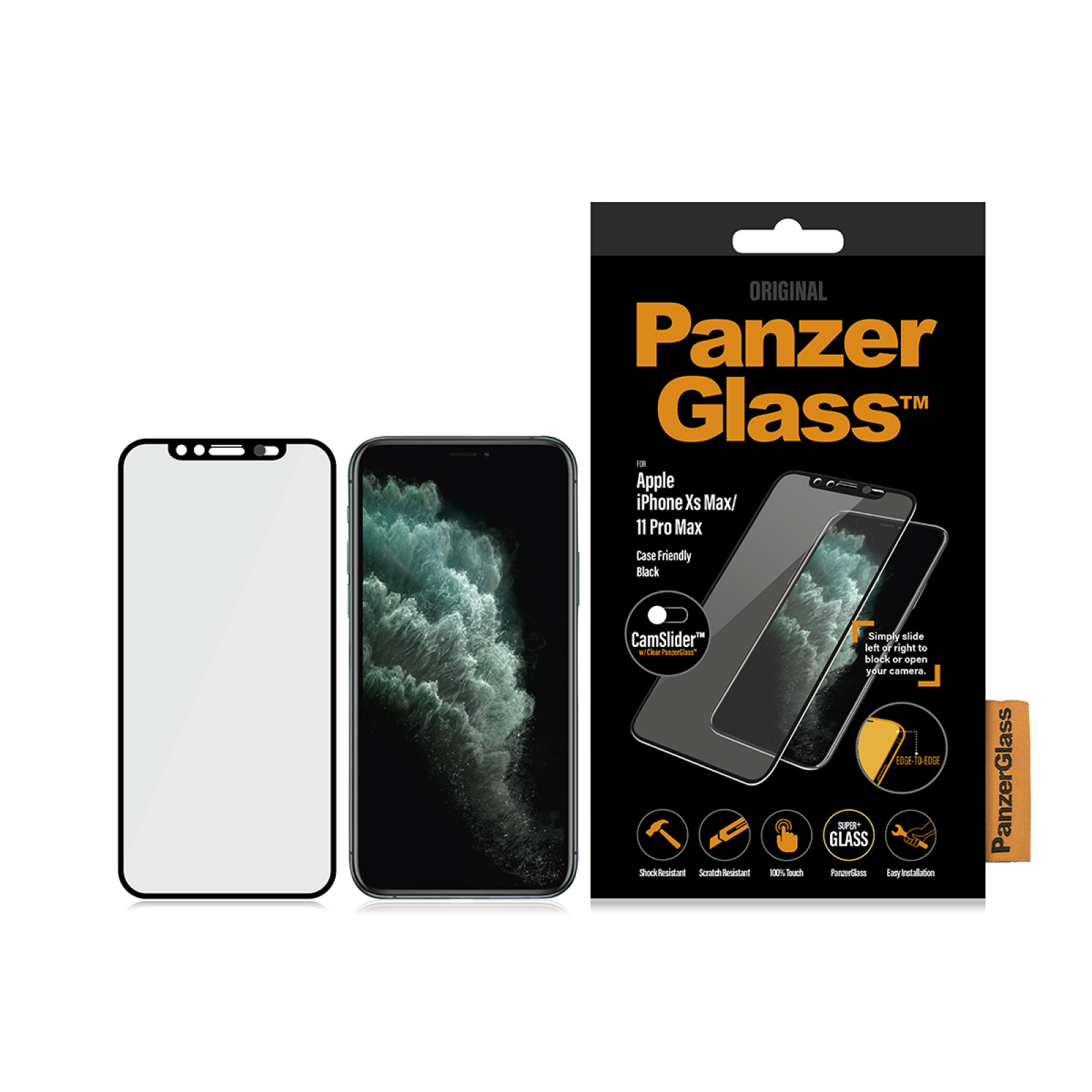 Стъклен протектор PanzerGlass за Apple iPhone Xs Max/11 Pro Max Case Friendly CamSlider Черен