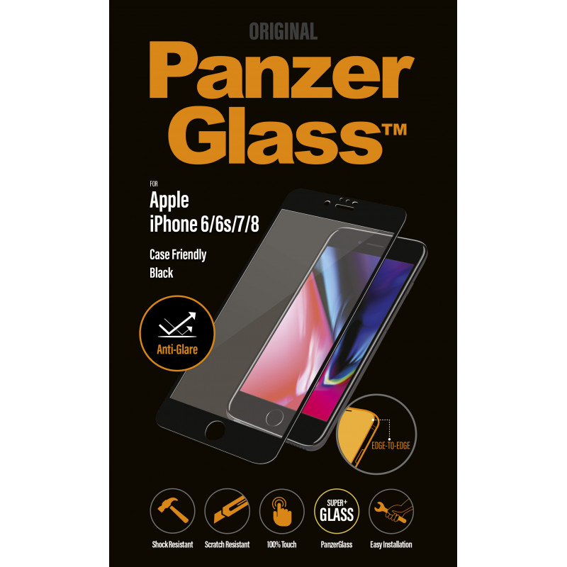 Стъклен протектор PanzerGlass за Apple iPhone 6/6S/7/8/SE 2020/SE2022 Case Friendly Черен
