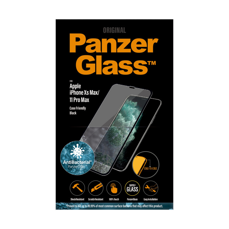 Стъклен протектор PanzerGlass за Apple iPhone Xs Max/11 Pro Max Case Friendly AntiBacterial Прозрачен