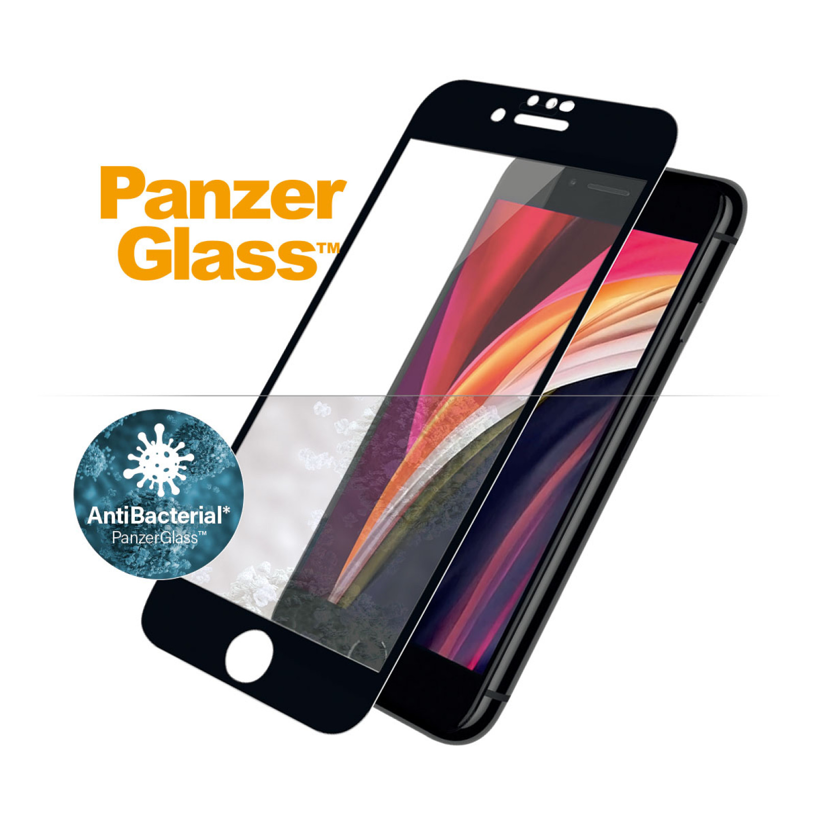 Стъклен протектор PanzerGlass за Apple iPhone 6/6S/7/8/SE 2020/SE2022 Case Friendly AntiBacterial Прозрачен