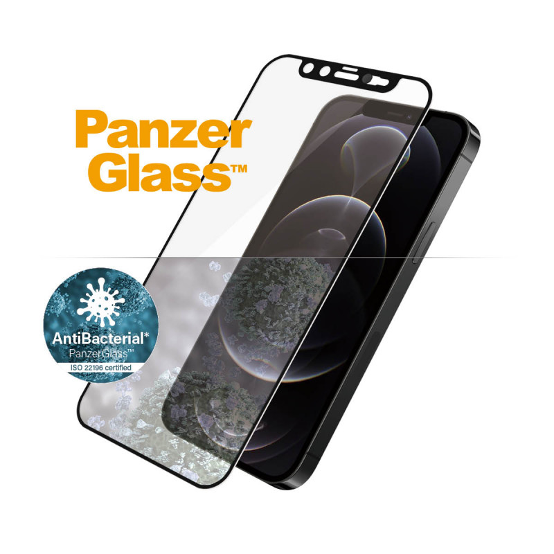 Стъклен протектор PanzerGlass за Apple iPhone 12/iPhone 12 Pro AntiBacterial CamSlider Черен