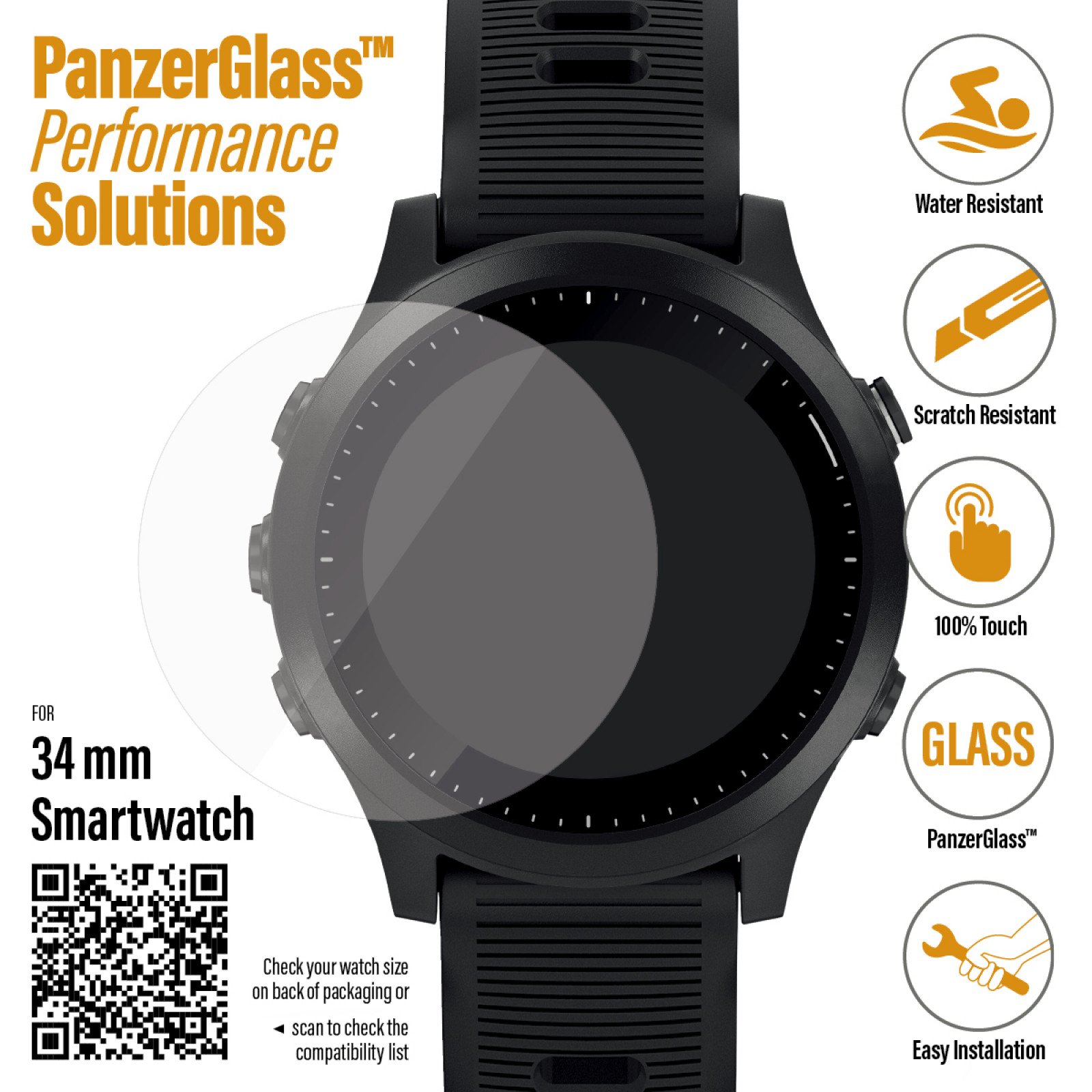 Стъклен протектор Samsung watch Active 3 45mm / Smart watch 34 mm Panzerglass
