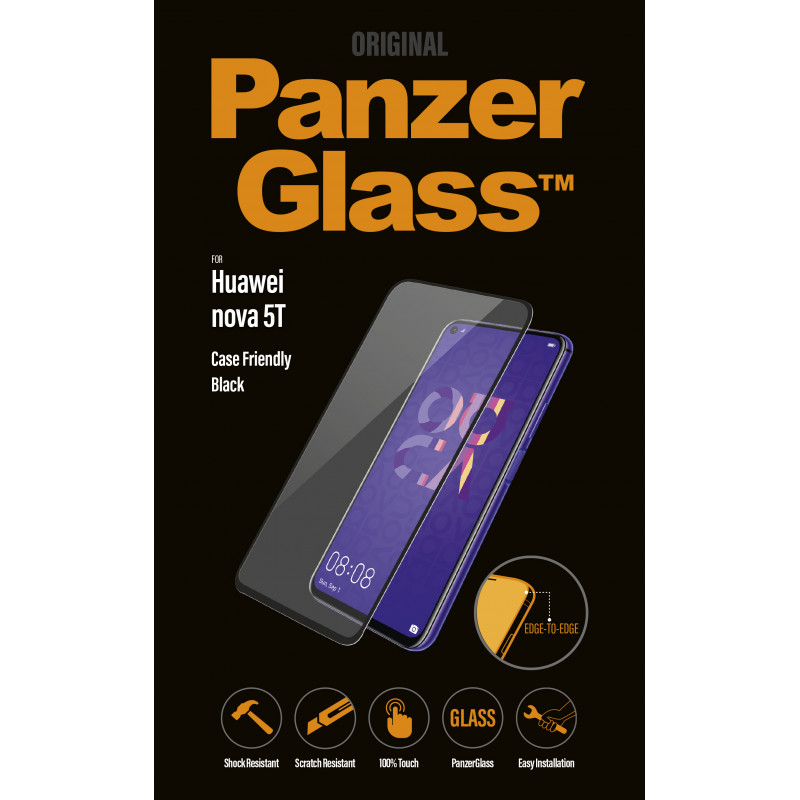Стъклен протектор PanzerGlass за Huawei/Honor Nova 5T Case Friendly Черен