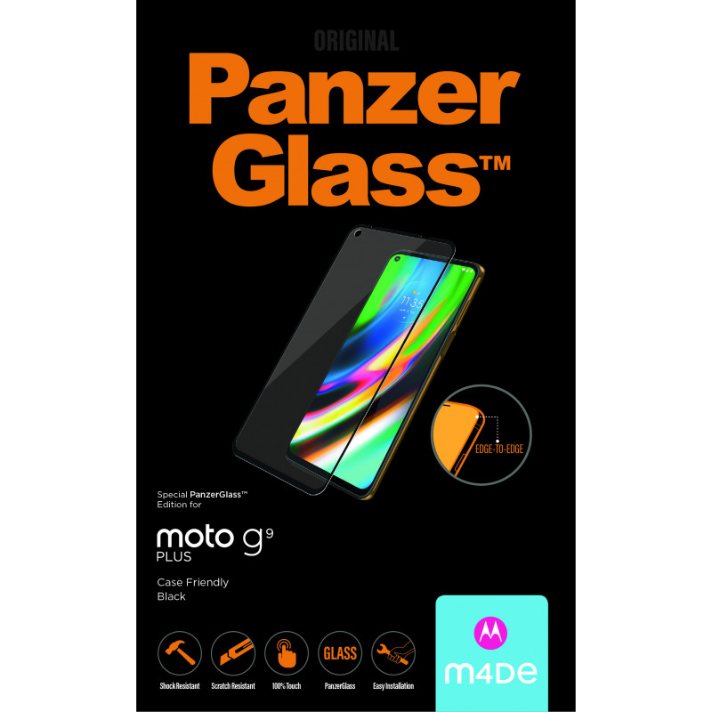 Стъклен протектор PanzerGlass за Motorola G9 Plus Case Friendly Черен