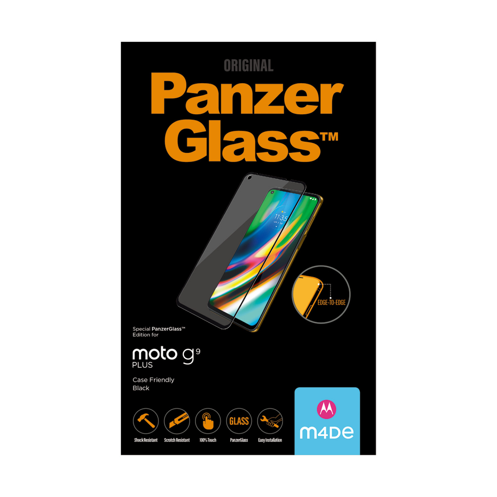Стъклен протектор PanzerGlass за Motorola G9 Plus Case Friendly Черен