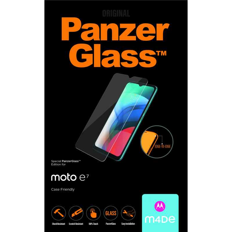 Стъклен протектор PanzerGlass за Motorola E7 Case Friendly Черен