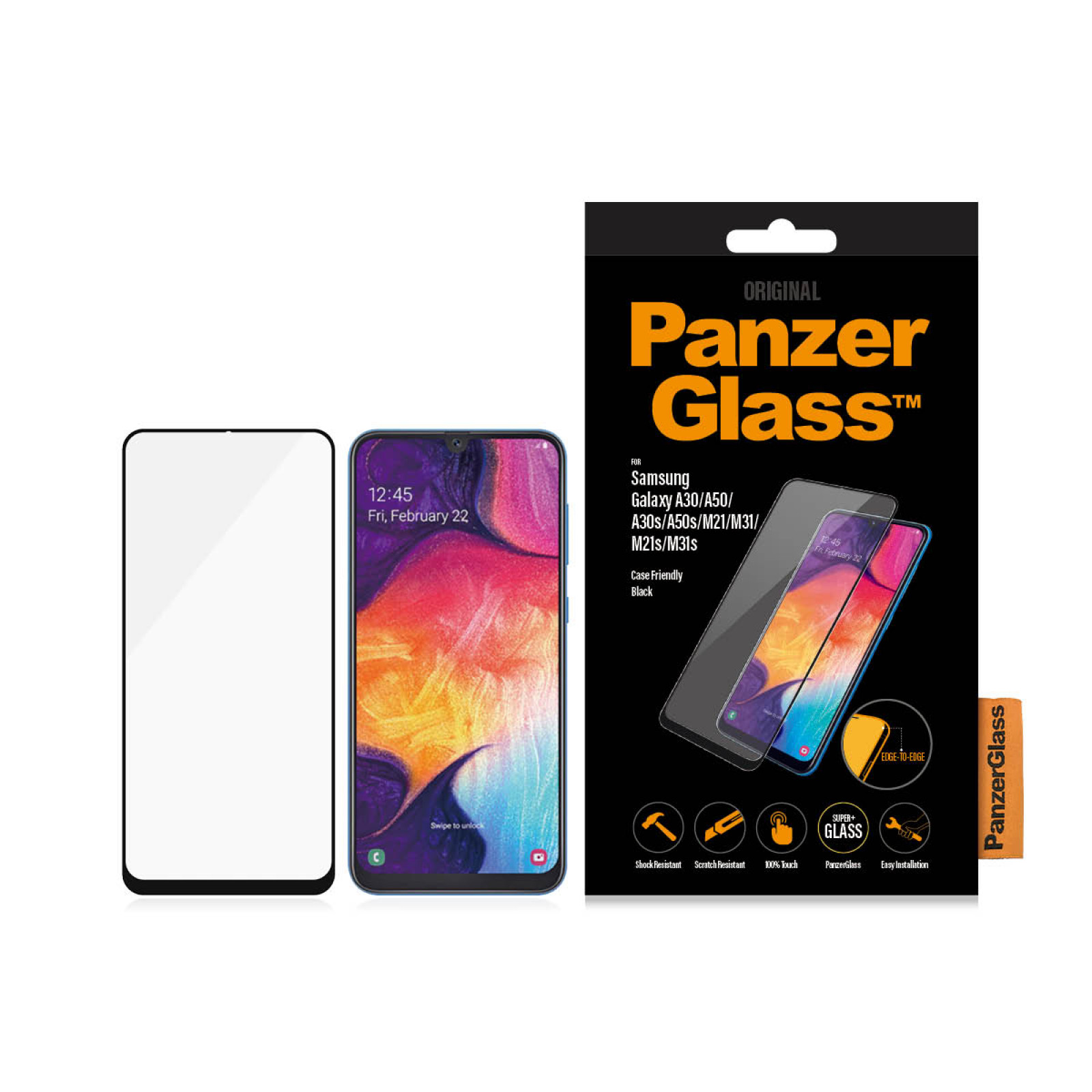 Стъклен протектор PanzerGlass за Samsung Galaxy A50 Case Friendly Черен