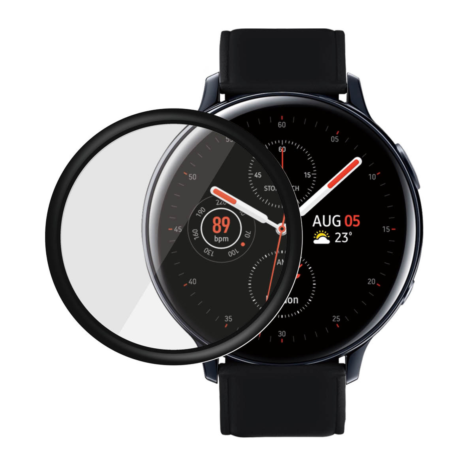 Стъклен протектор PanzerGlass за Samsung Watch Active 2  Черен/Прозрачен