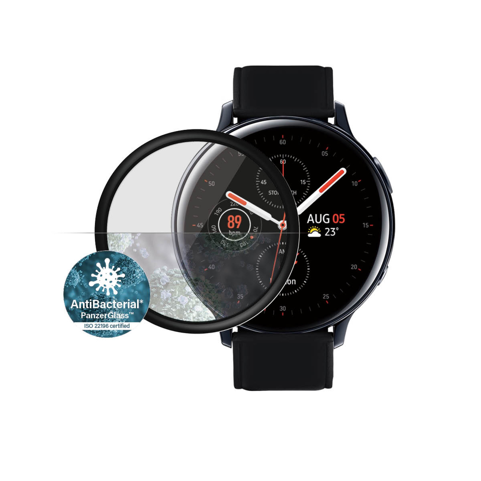 Стъклен протектор PanzerGlass за Samsung Watch Active 2  Черен/Прозрачен