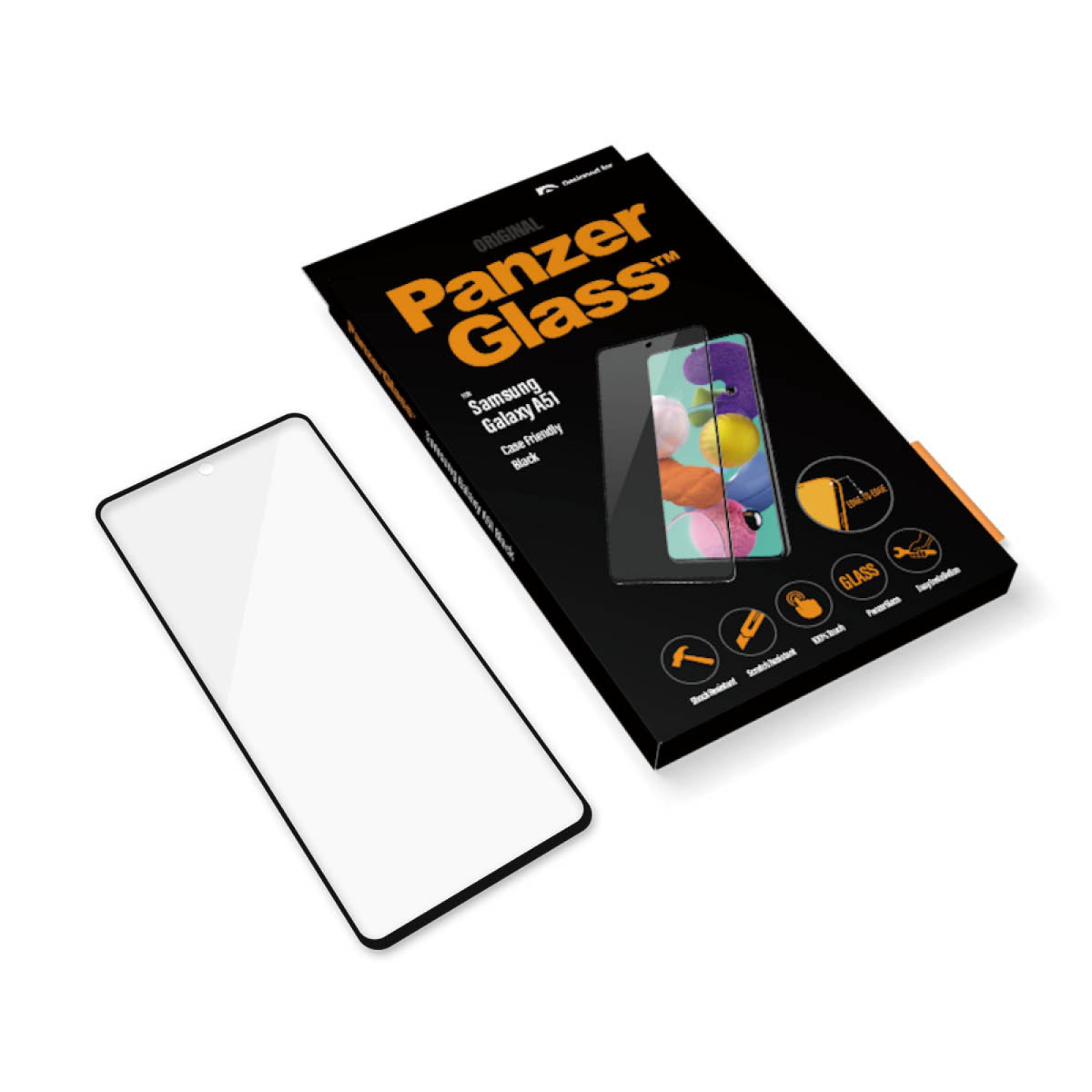 Стъклен протектор PanzerGlass за Samsung Galaxy A51 Case Friendly Черен
